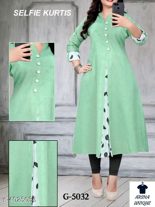 Rimeline Trends Premium Khadi Cotton Kurti with One Pocket for Women/Girls  (pack of 2)